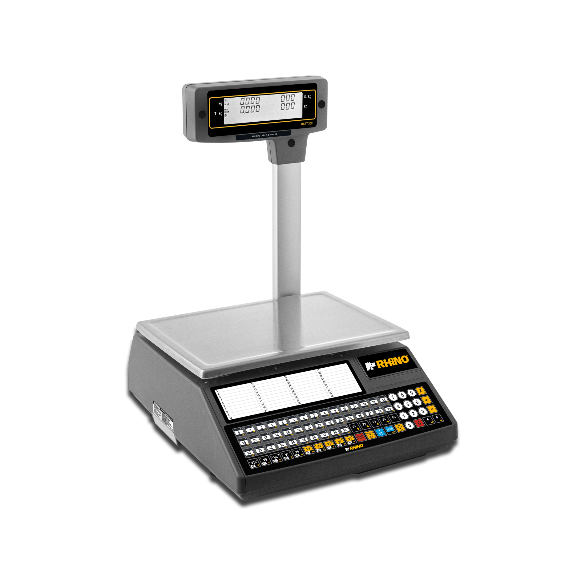 Báscula Electrónica Etiquetadora 30 kg con Conexión WiFi RHINO BAET-30X