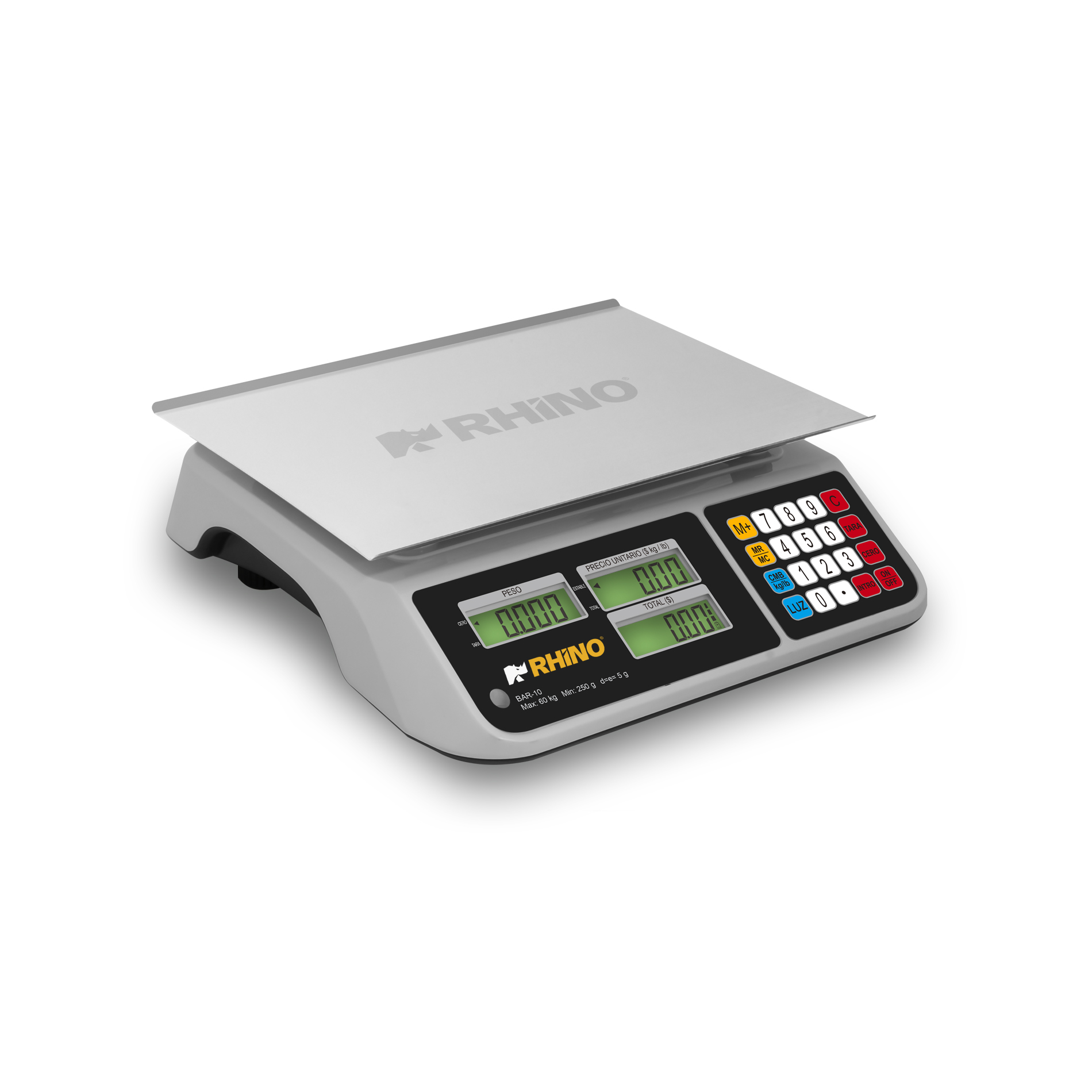 Báscula Electrónica Multifunciones 60 kg con Puerto USB RHINO BAR-10