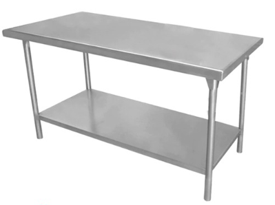 Mesa de trabajo de doble entrepaño en acero inox